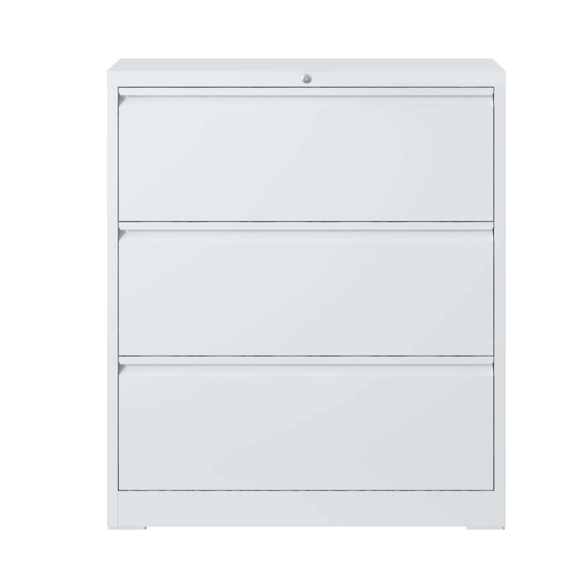 Angle. Dexmalle - Dexmalle-Lateral File Cabinet 3 Drawer with Lock-White.