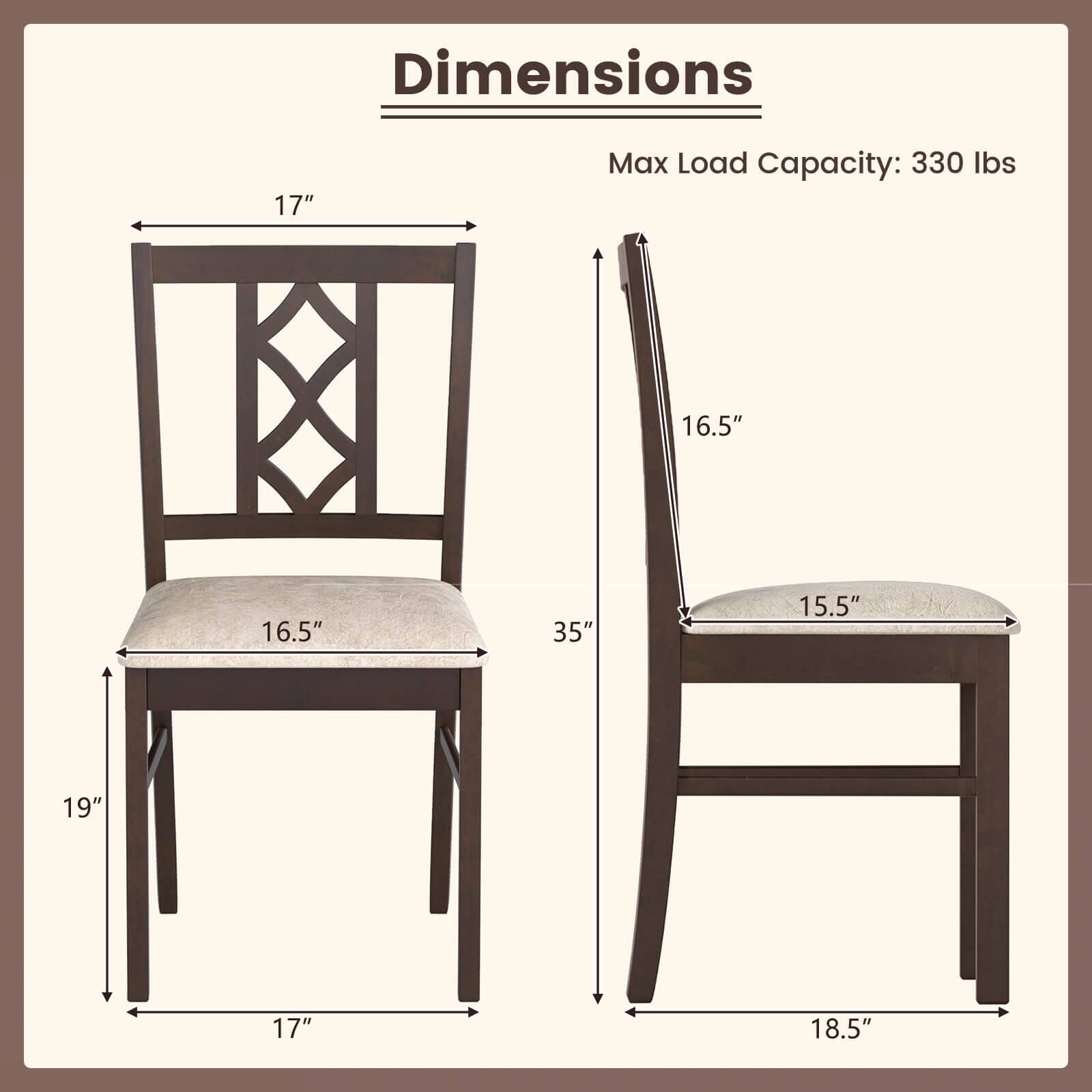 Dimensions  
Max Load Capacity: 330 lbs  

17"  
16.5"  
16.5"  
35"  
15.5"  
19"  
17"  
18.5"