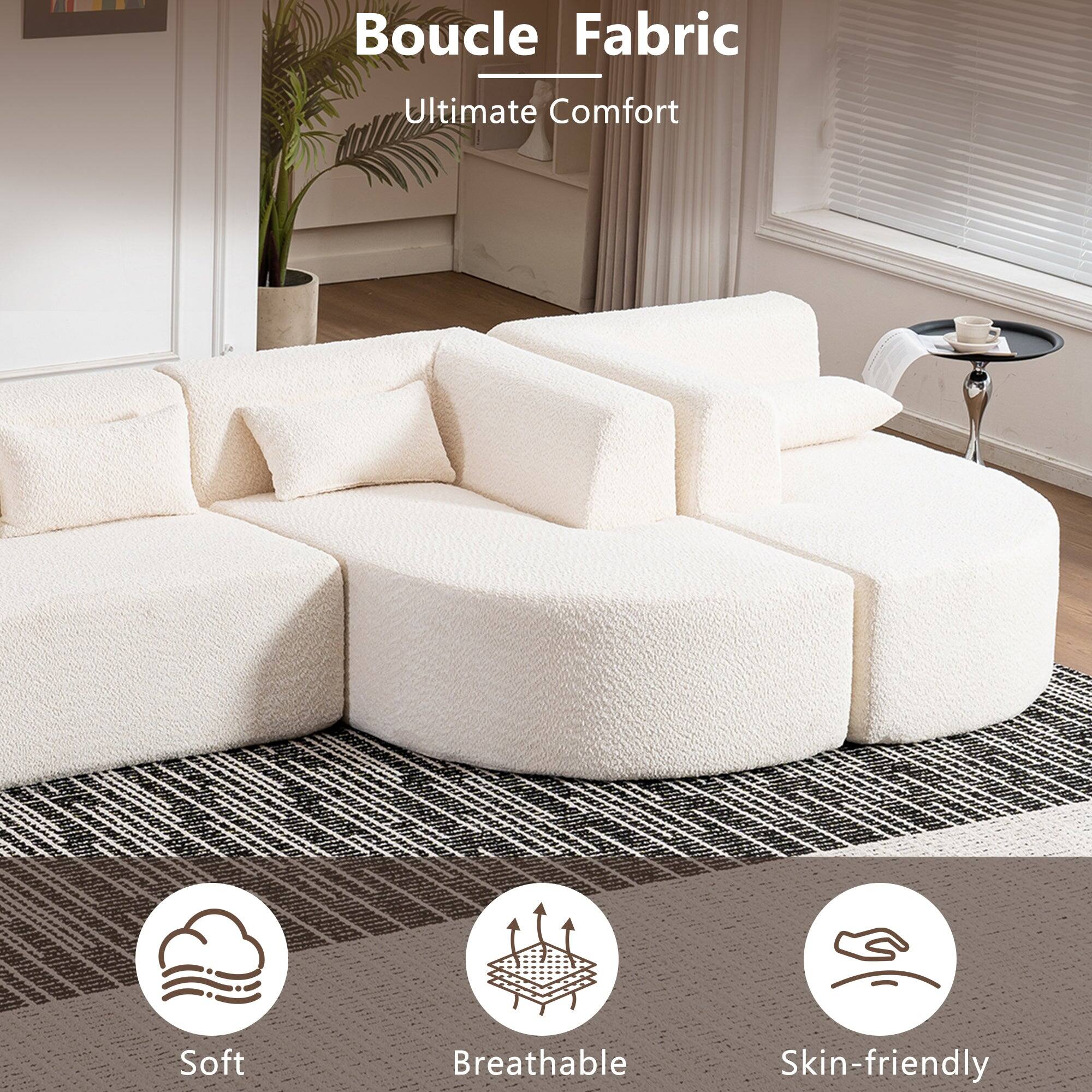 Boucle Fabric  
Ultimate Comfort  

Soft  
Breathable  
Skin-friendly