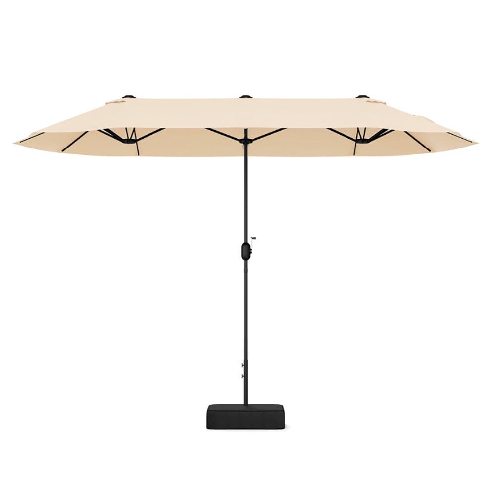 Front. Kadyn - 13 Feet Double-Sided Patio Twin Table Umbrella with Crank Handle-Beige, Patio Offset Umbrella with Easy Tilt Adjustment.