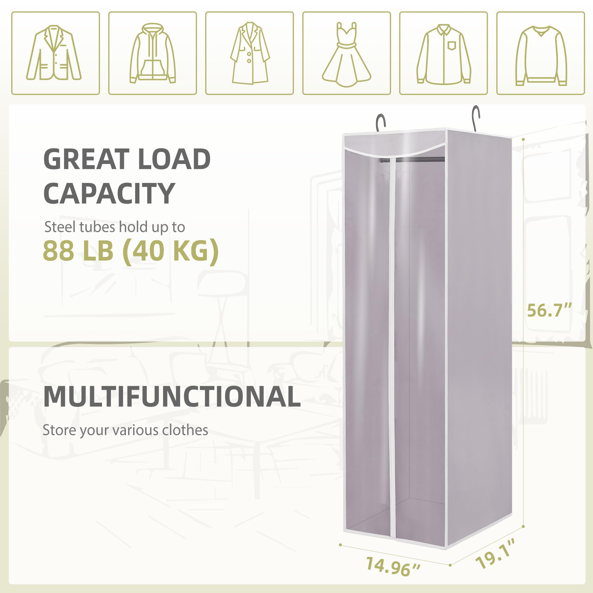 NICHOLAS KLEIN Garment Bags For Hanging Clothes Long Cover With ...