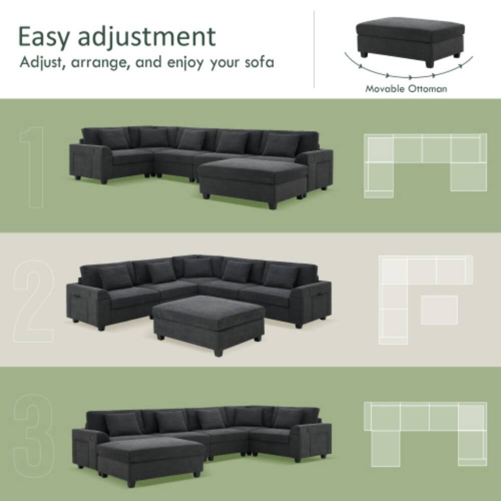 Easy adjustment  
Adjust, arrange, and enjoy your sofa  

1  
2  
3  

Movable Ottoman