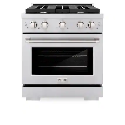 Front. ZLINE - 30 in. 4.2 cu. ft. Paramount Freestanding Gas Range with 4 Burner Cooktop and Convection Gas Oven in Stainless Steel - Stainless Steel.