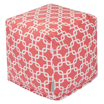 Front. Majestic Home - Cube Pouf Links Coral - Pink.