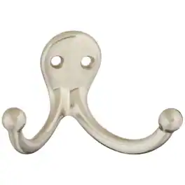 National - Hardware 2.93 in. L Satin Nickel Zinc Double Clothes Hook 35 lb. cap. 1 pk - Silver
