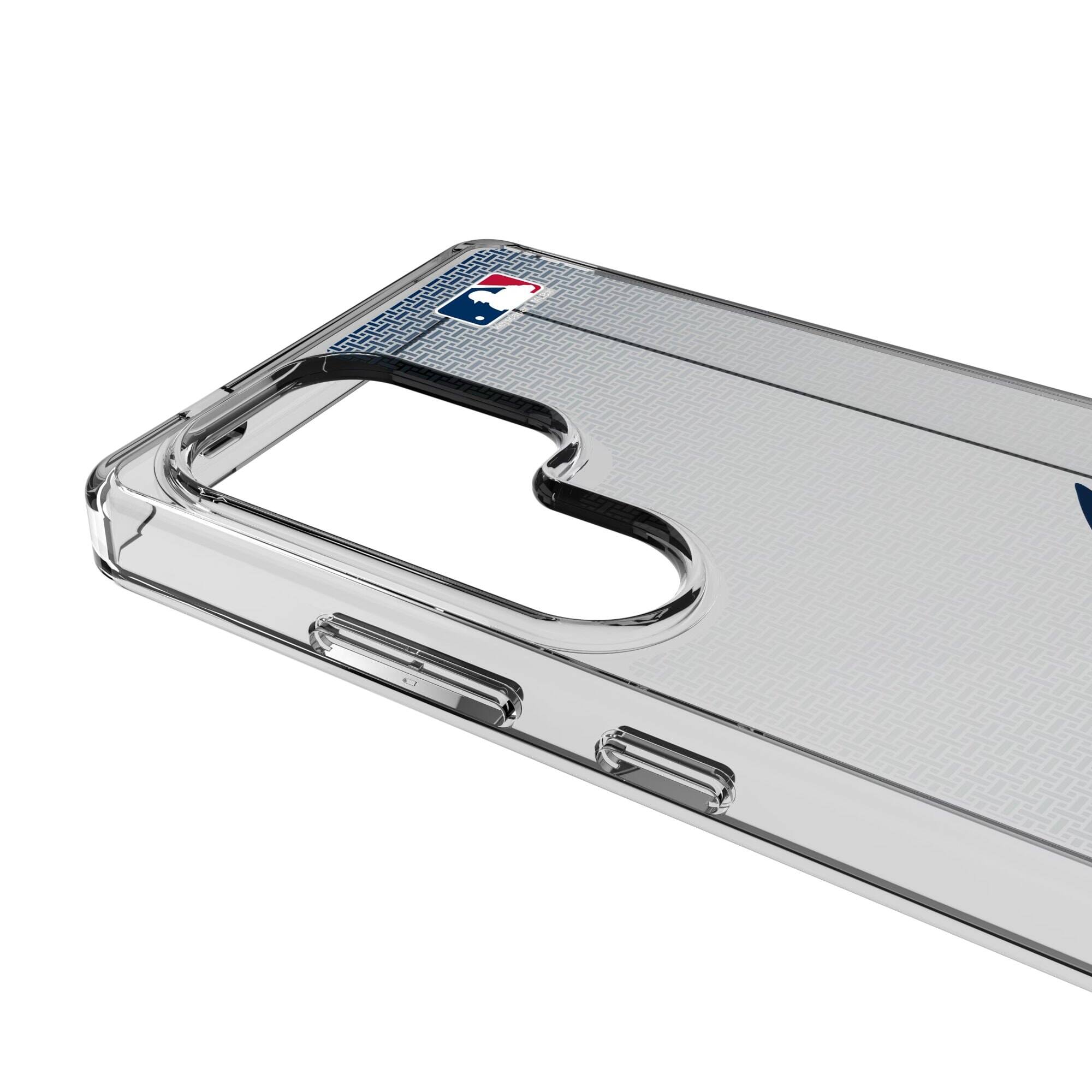 Alt View 2. Keyscaper - Atlanta Braves Linen Logo Galaxy Clear Case - S22 - Multicolor.