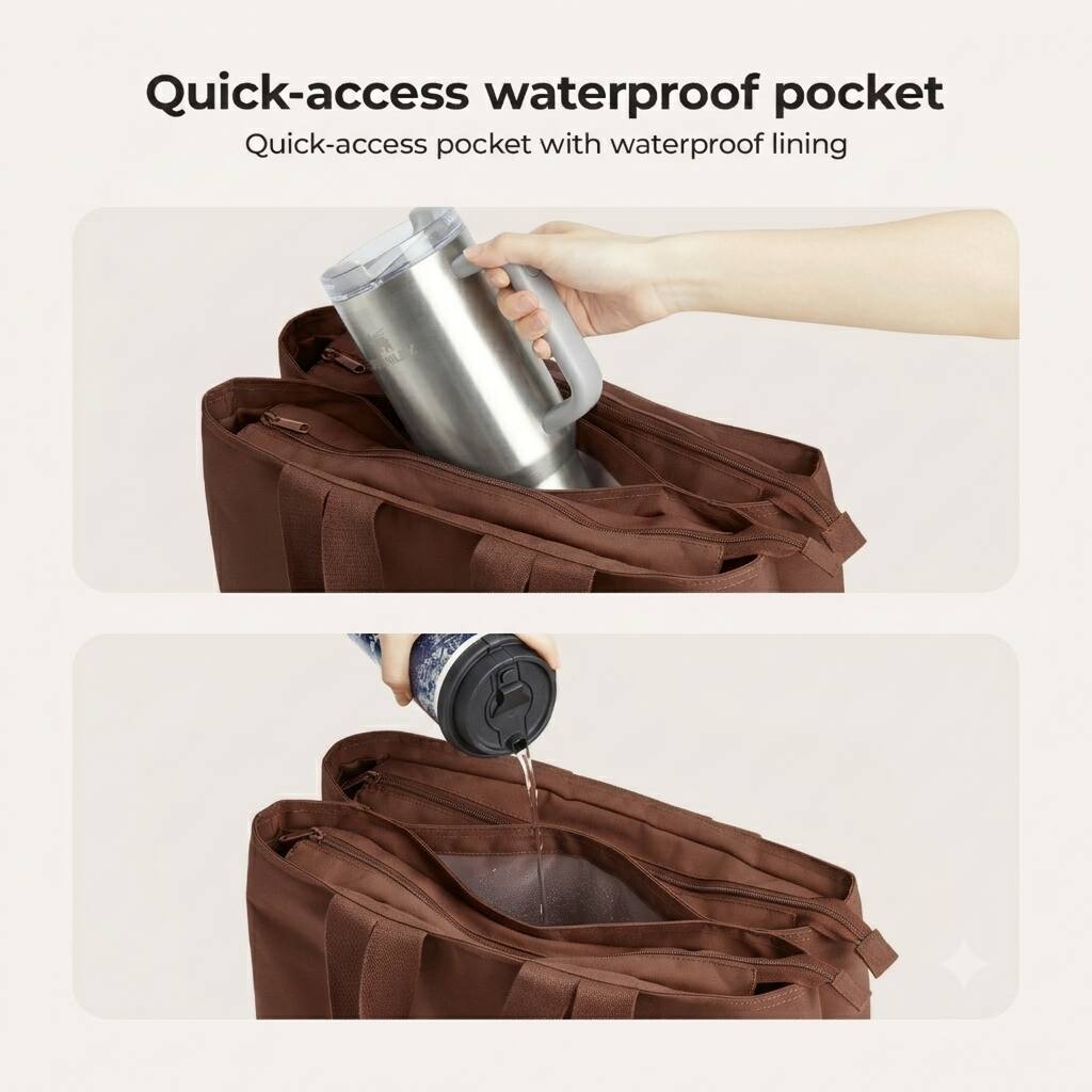 Quick-access waterproof pocket  
Quick-access pocket with waterproof lining