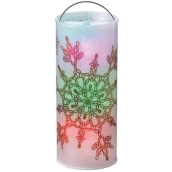 Front. Midwest - LED Color Changing Snowflake Christmas Lantern - 12" - White.