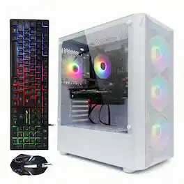 STGAubron - Gaming Desktop PC, Intel Core i7 up to 3.9G, 32G RAM, 1T SSD, Radeon RX 5700 8G GDDR6, WiFi, BT 5.0, Win11H - White