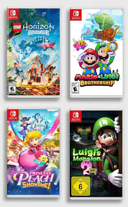 - LEGO HORIZON ADVENTURES
- MARIO & LUIGI BROTHERSHIP
- PRINCESS PEACH SHOWTIME!
- Luigi's Mansion 2 HD - E (Everyone)