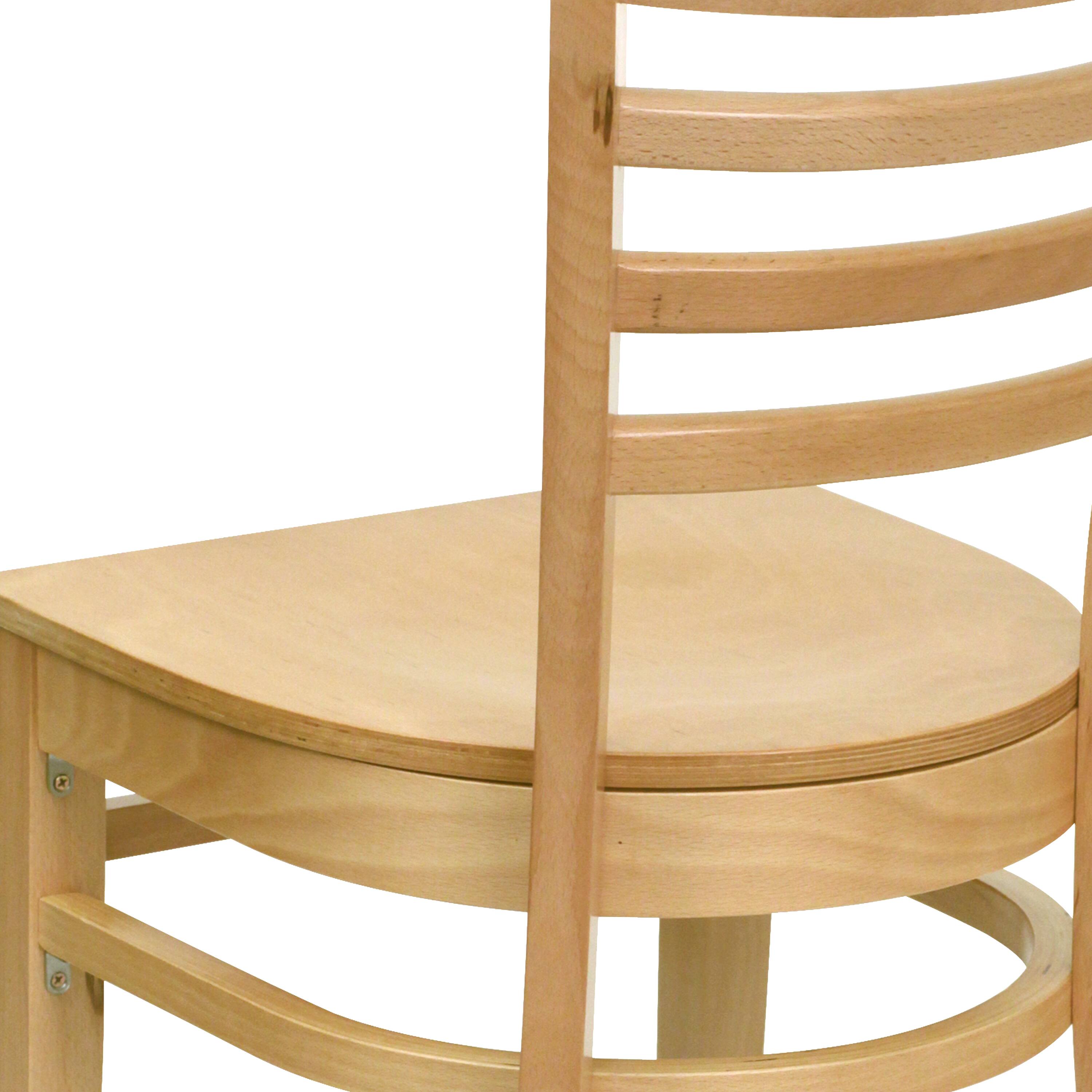 Alt View 9. Emma + Oliver - Ladder Back Wooden Restaurant Dining Chair - Natural Wood Seat/Natural Wood Frame.