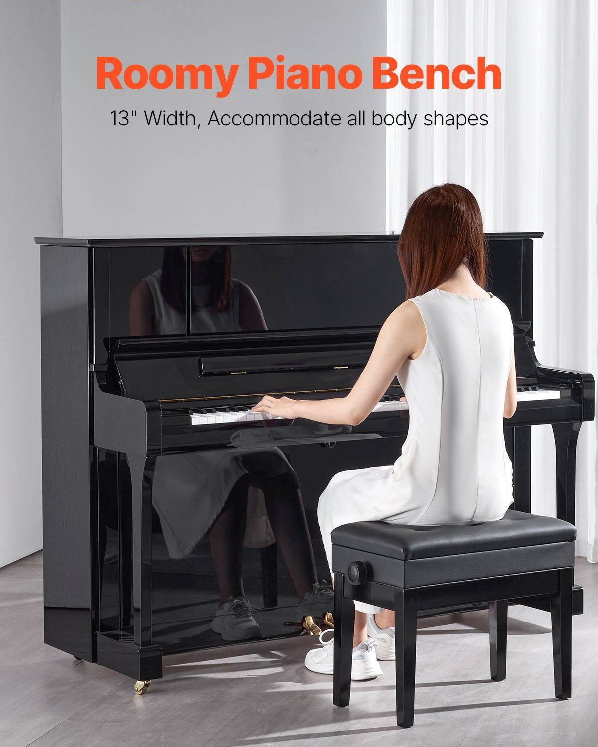 Roomy Piano Bench  
13" Width, Accommodate all body shapes