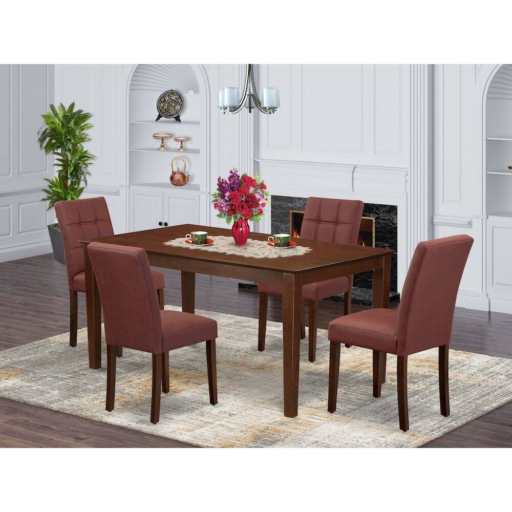 Alt View 8. East West Furniture - 5 Piece Mid Century Dining Set contain A Dining Table - Red.