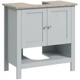 Pedestal Sink Storage Cabinet, Under Sink Cabinet, Bathroom Vanity Cabinet with Adjustable Shelf and Open Bottom Shelf