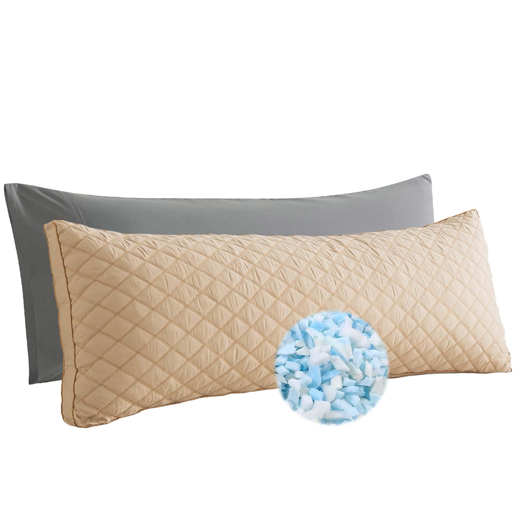 Dark Beige-golden Piped Edge LONG BODY PILLOW