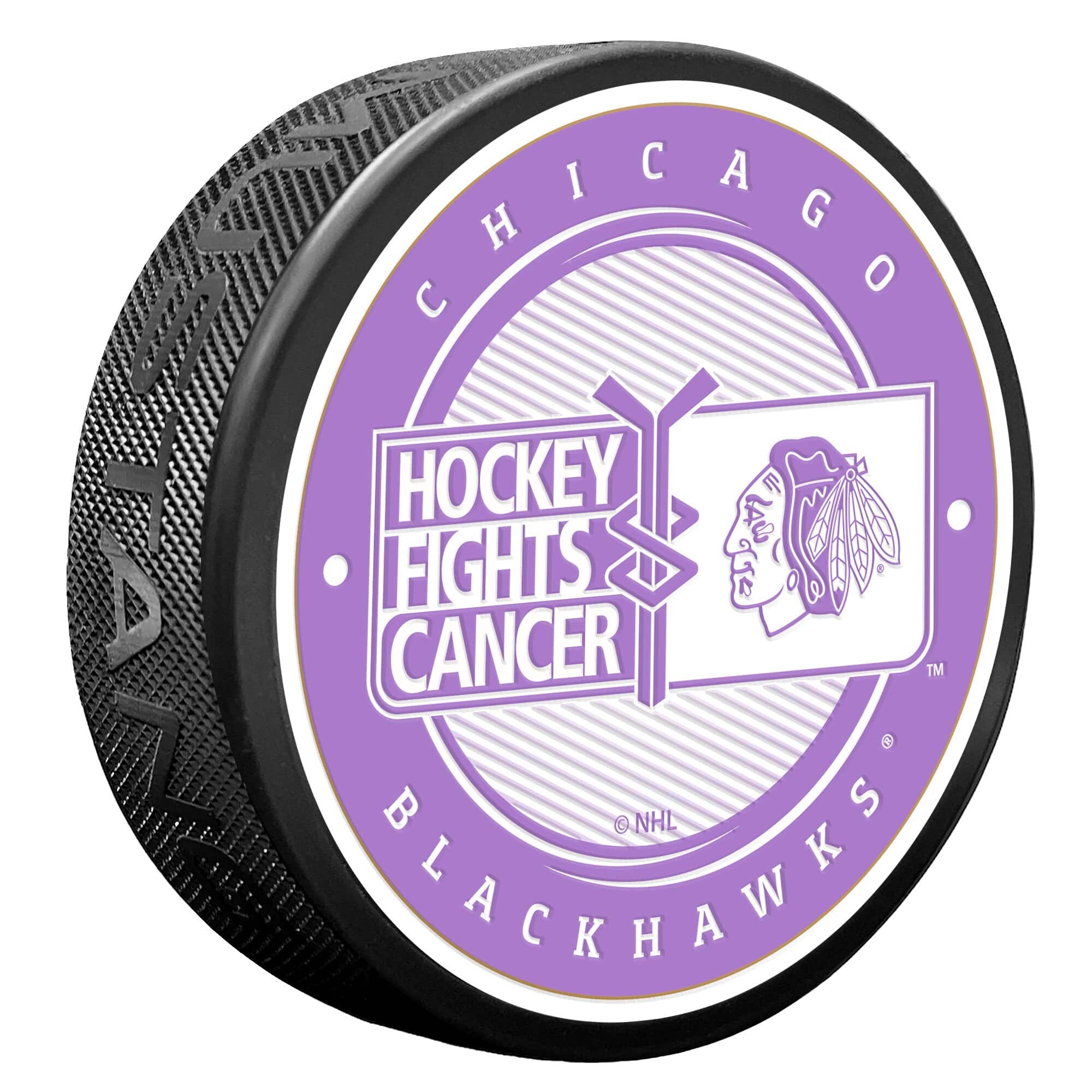 Mustang Drinkware - Chicago Blackhawks Hockey Fights Cancer Puck - Multicolor