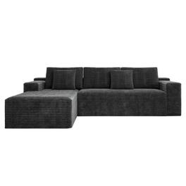 Kadyn - Corduroy Left-Facing Chaise Sectional Sofa, Modular Cloud Couch, Gray - Gray