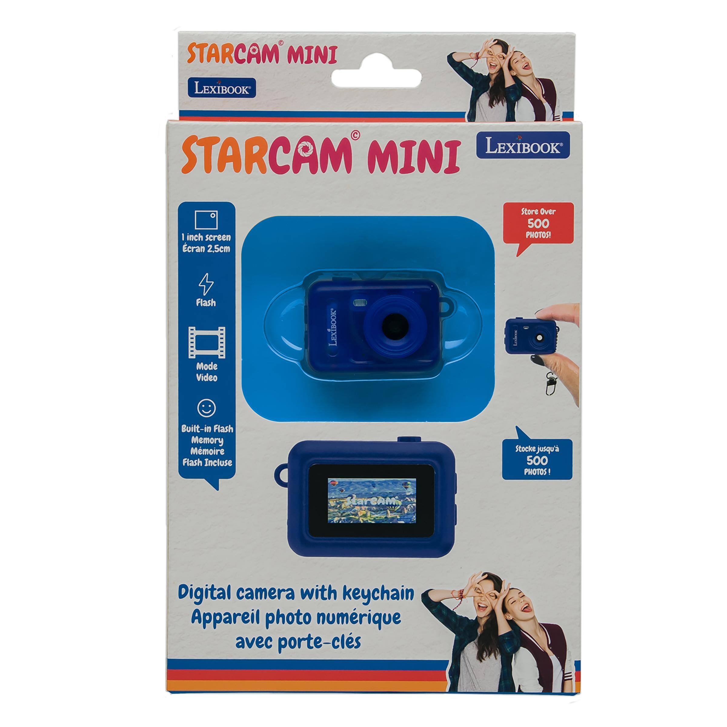 STARCAM MINI LEXIBOOK  
STARCAM LEXIBOOK MINI  
1 inch screen Ecran 2.5cm  
Store Over 500 PHOTOS!  
Flash Mode Video  
LEXIBOOK  
Built-in Flash Memory Mmoire Flash Incluse  
Stocke jusqu'à 500 PHOTOS!  
StarBAM  
Digital camera with keychain Appareil photo numérique avec porte-clés