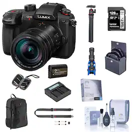 Bundle - Panasonic - LUMIX GH5II Camera w/12-60mm Lens,w/128GB Card,Battery,Mic,Tripod