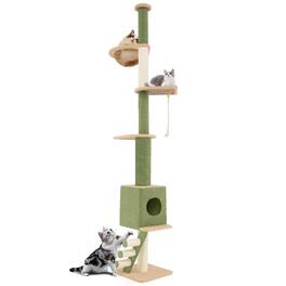 Gymax - Floor to Ceiling Cat Tree w/ 86''-99.5'' Adjustable Height Space Capsule Condo