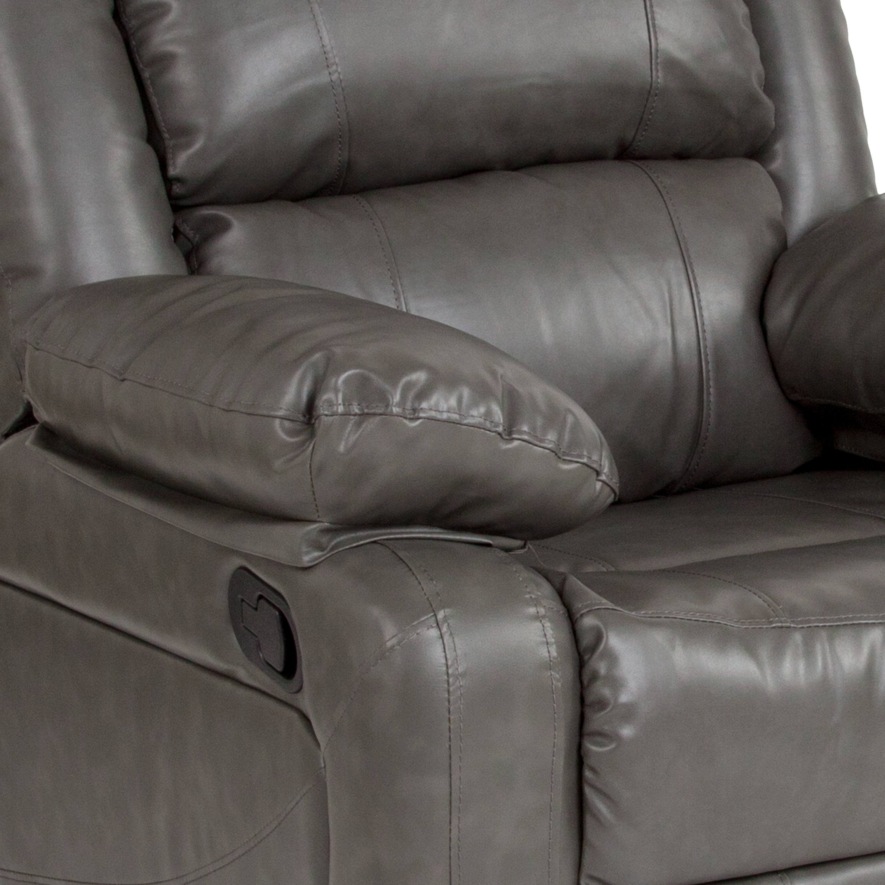 Alt View 8. Emma + Oliver - Recliner with Bustle Back and Padded Arms - Gray LeatherSoft.