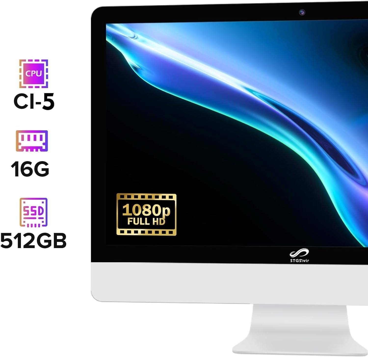 STGSivir All in One Desktop PC, 22'' FHD Display, Intel Core i5 up