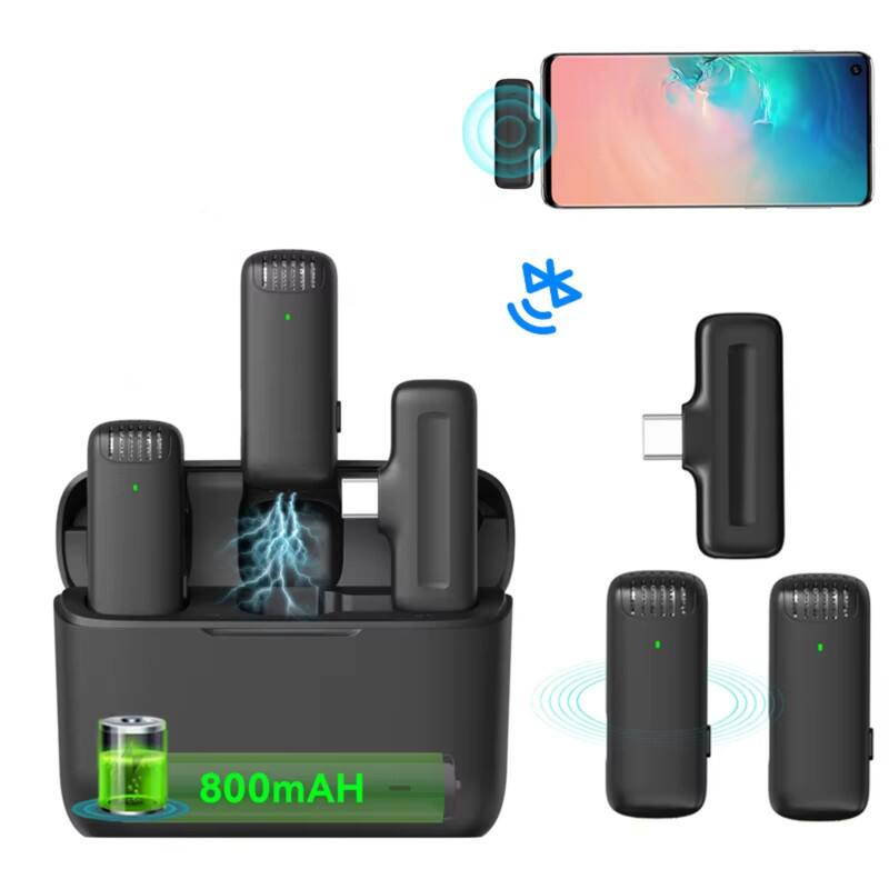 Alt View 1. Cubilan - Dual Wireless Lavalier Microphone for iPhone & Android Content Creation - Black.