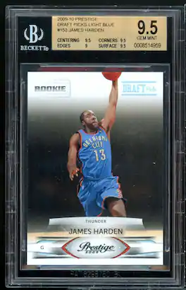 James Harden Rookie 2009-10 Panini Prestige Draft Picks Light Blue #153 BGS 9.5