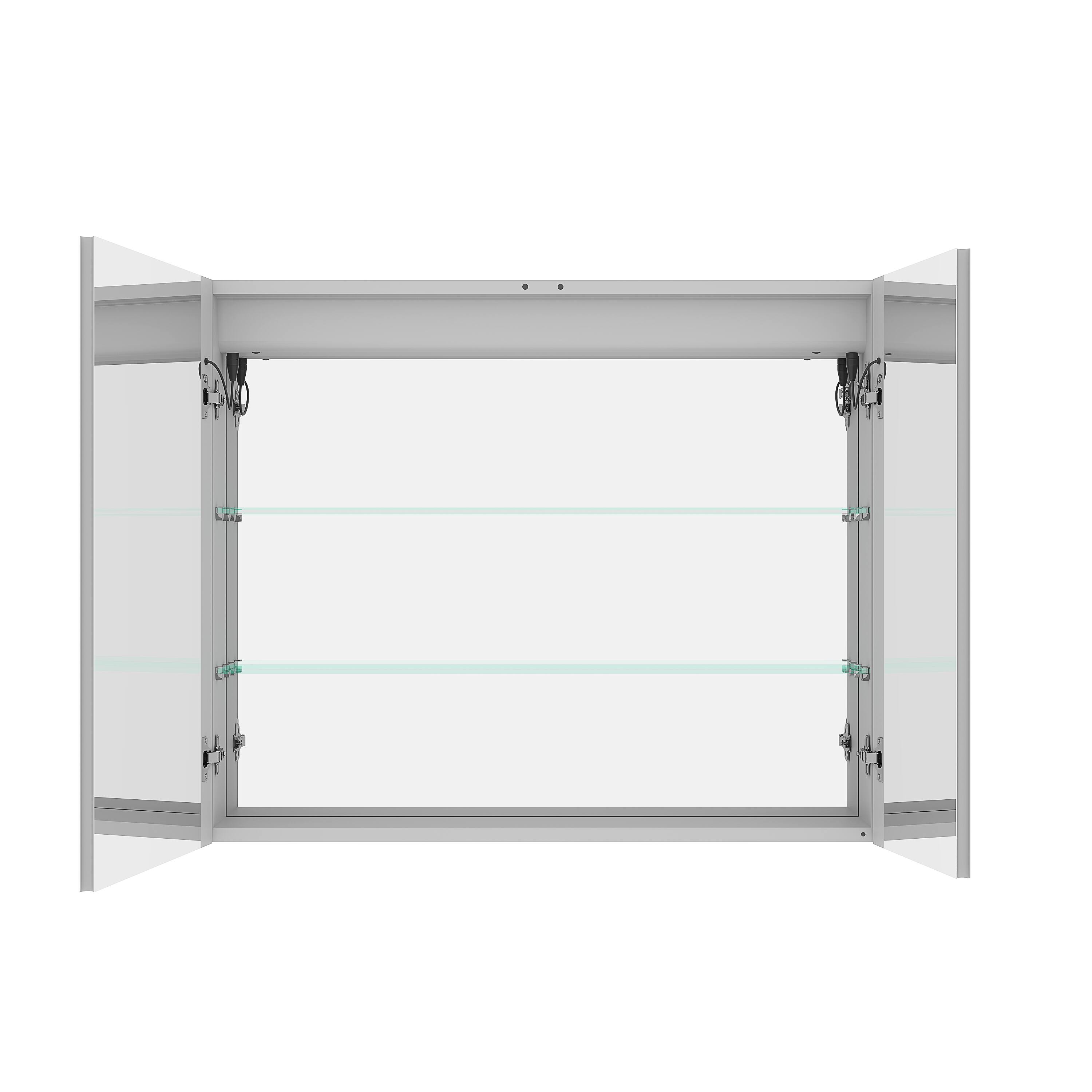 Alt View 9. Boyel Living - 36x30 Inch Medicine Cabinet with LED Vanity Mirror Double Door Anti Fog Recessed or Surface Mount - Silver.