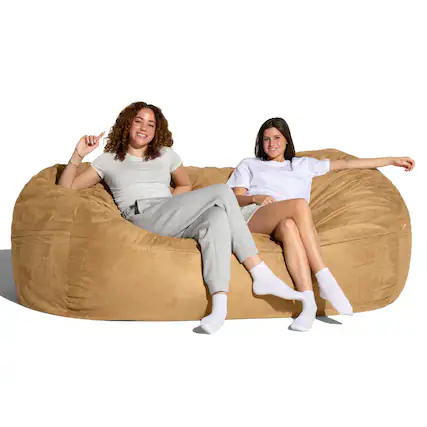 Front. Jaxx - Jaxx 7 Foot Giant Bean Bag Sofa, Camel - Camel.