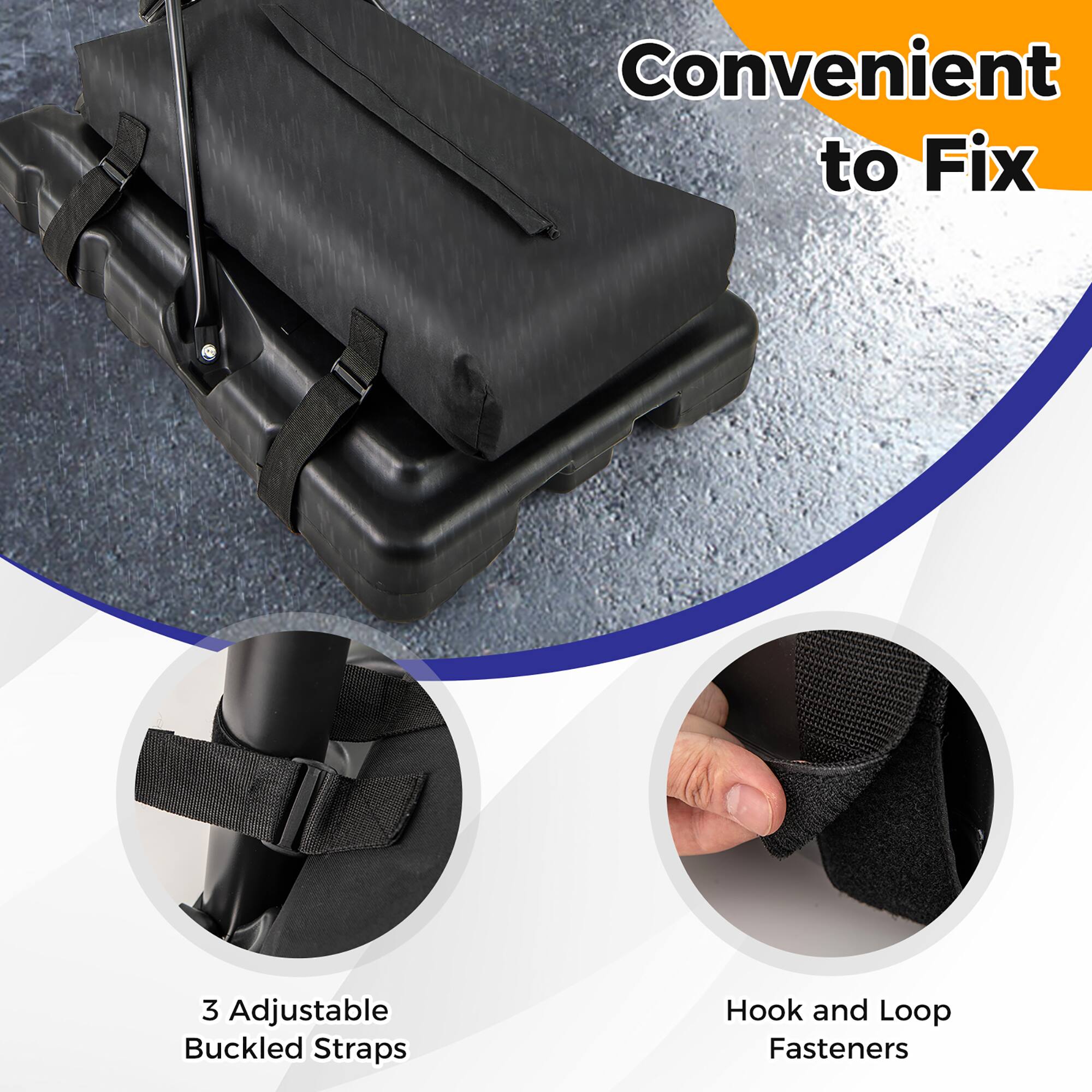 Convenient to Fix

3 Adjustable Buckled Straps

Hook and Loop Fasteners