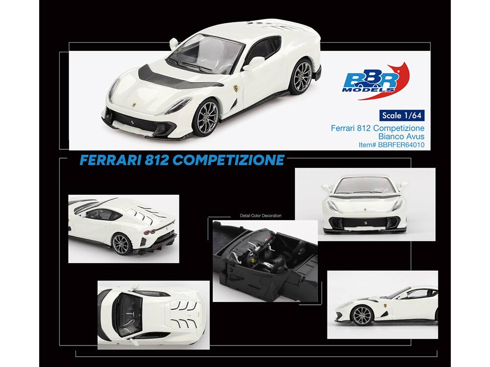 FBR B 0 MODELS FERRARI 812 COMPETIZIONE  
Scale 1/64 Ferrari 812 Competizione Bianco Avus  
Item# BBRFER64010  
Detail Color Decoration