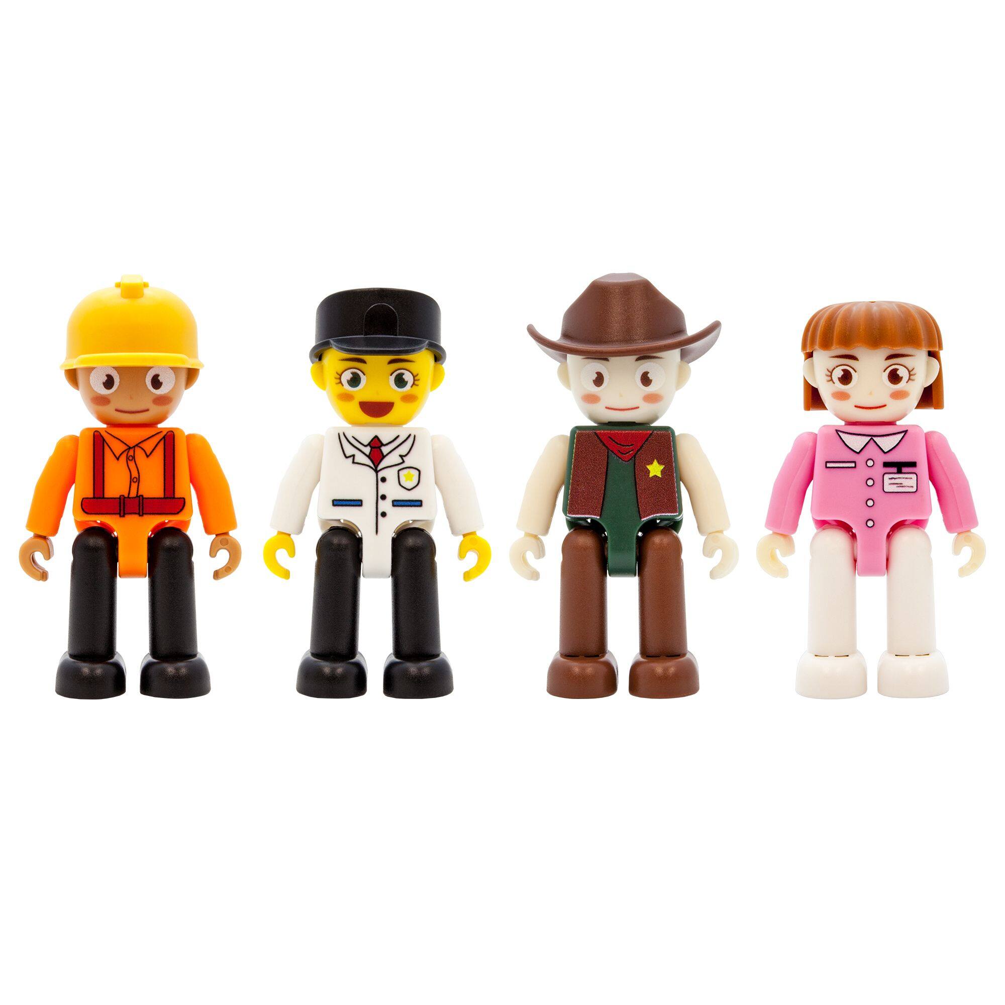 Alt View 7. PicassoTiles - PicassoTiles 4 PC Construction, Police Officer, Cowboy, Nurse, Character Set for Boys & Girls 3+.