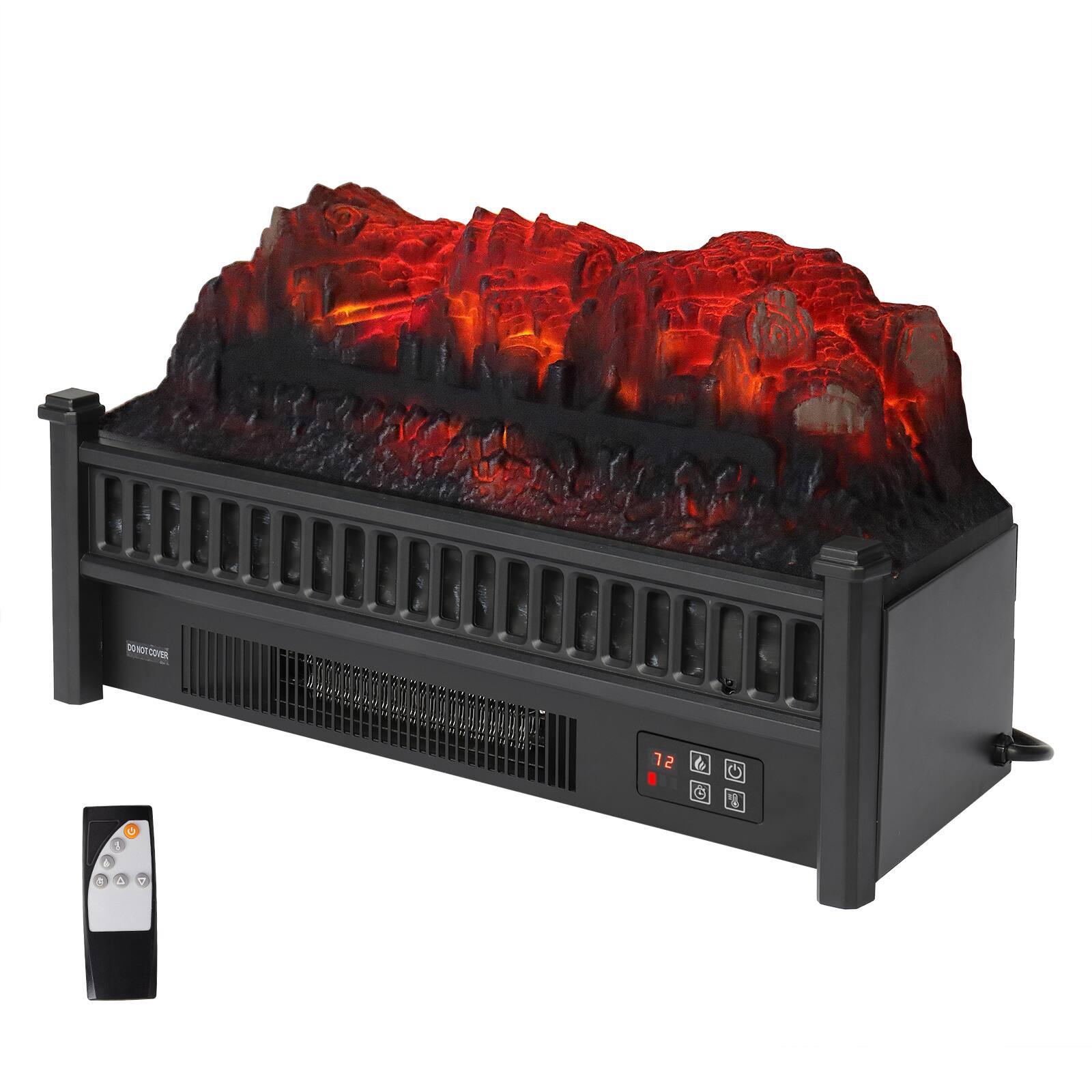 Alt View 2. Winado - 23" 1400W Indoor Electric Fireplace Fake Log Insert LED Glowing Heating Multi-color 6-color flame/Fake wood/heating - Black.