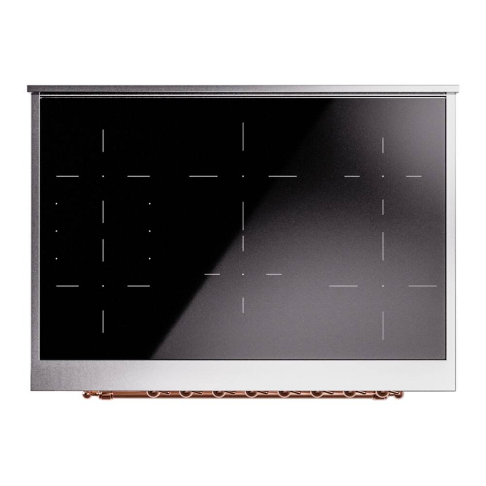 Alt View 6. ILVE - ILVE Nostalgie II 36 inch Induction Range with 6 Elements (Triple Glass Door, Antique White, Brass) - Antique White.
