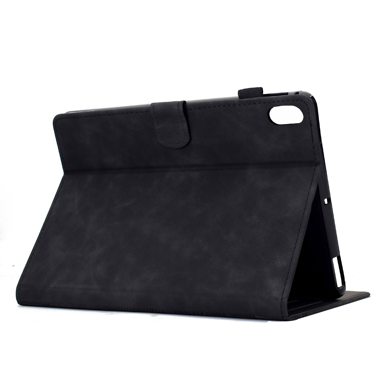 Back. Dteck - Shockproof Folio Case for Apple iPad (10th Generation) 10.9" 2022 with Smart Sleep Wake, PU Leather Stand Wallet Cover - Black.