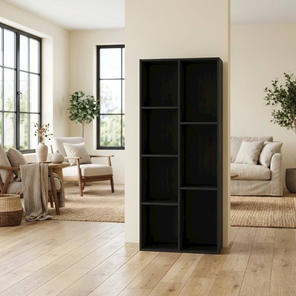 Alt View 3. FurniFact - Blackwood 7-Cube Reversible Storage Shelf With Open Design For Organized Living - Blackwood.