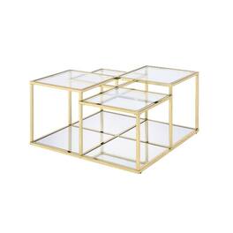 Manhattan Lane - Coffee Table with Glass Top and Tubular Frame - Gold
