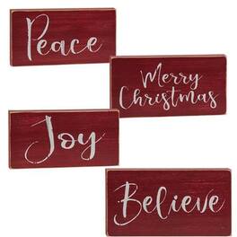 BreeBe - Holiday Script Word Block 4 Asstd - Red
