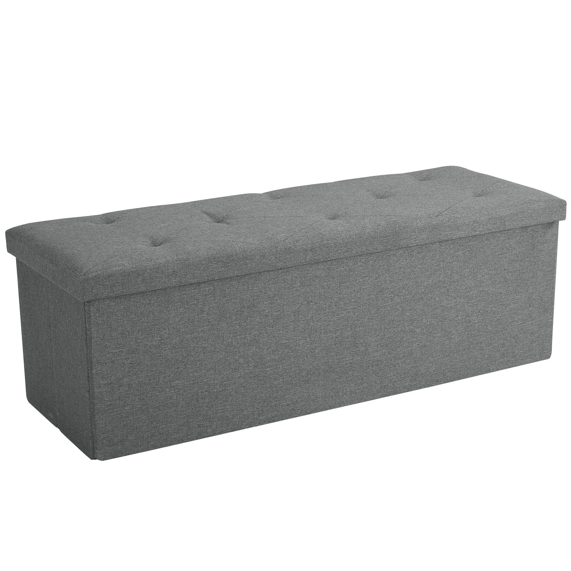 Vecelo - 43" Storage Ottoman Bench with Folding Design, Large Capacity Linen Storage Bench for Bedroom & Living Room - Dark Gray