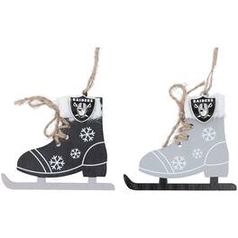 The Memory Company - Las Vegas Raiders Two-Pack Ice Skate Ornament Set - Multicolor