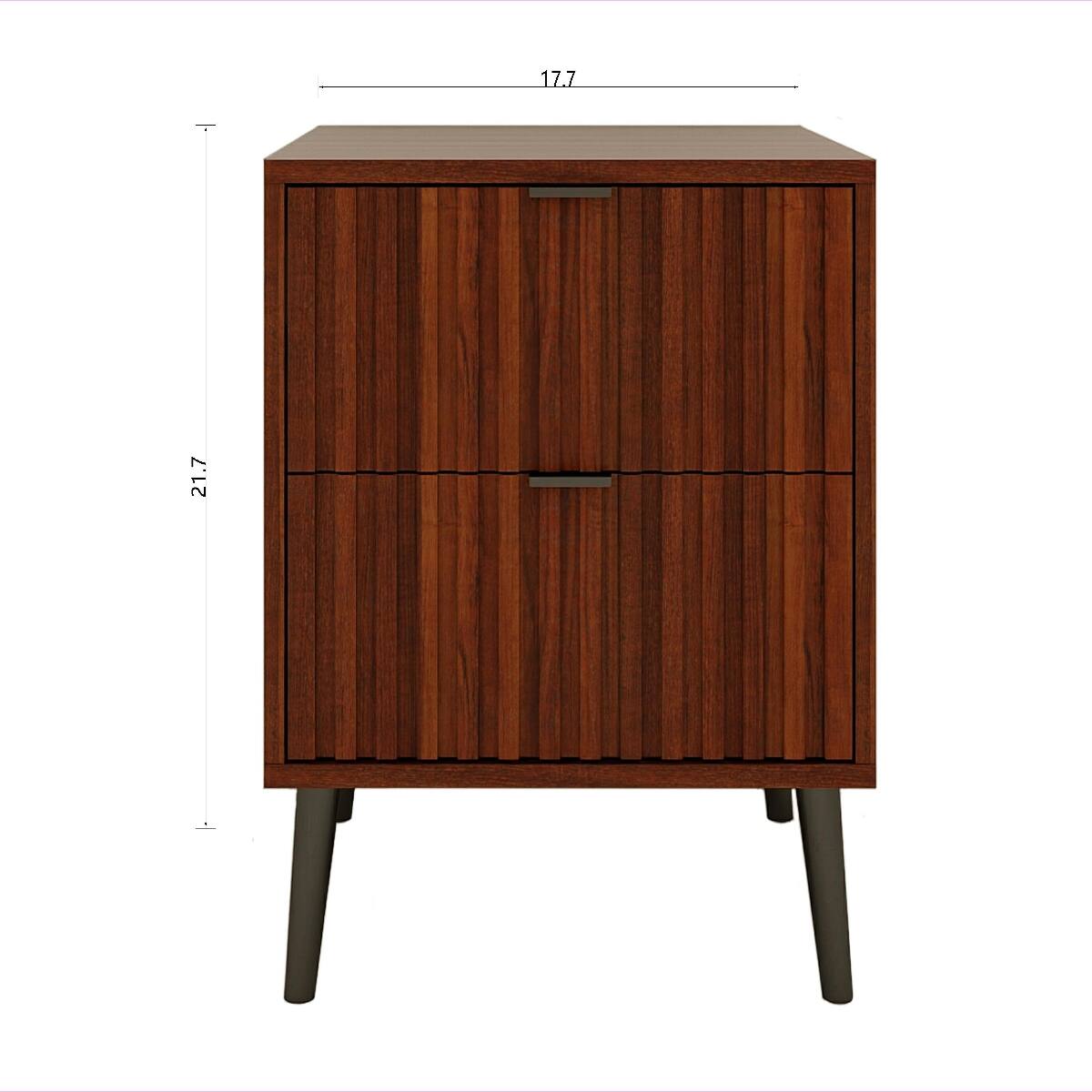 Loheer Wooden Nightstand, Two Drawer Bedside Cabinet for Bedroom, Color ...
