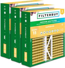 Filterbuy - 16x22x5 MERV 11 Pet & Allergy Defense, Pleated HVAC AC Furnace Air Filters Replacement for Amana & More (3-Pack) - Gold