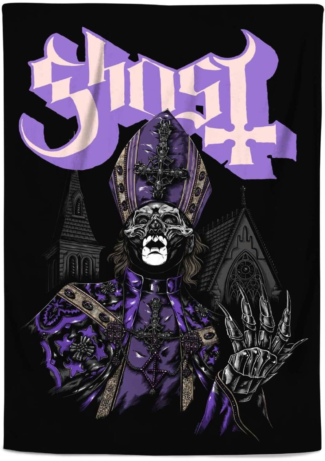 Front. PopMarket - Ghost - Rocksax - Ghost - The Tall Man - Sherpa Fleece Blanket (60 in x 80 in) - Multicolor.