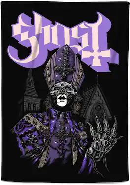 PopMarket - Ghost - Rocksax - Ghost - The Tall Man - Sherpa Fleece Blanket (60 in x 80 in) - Multicolor