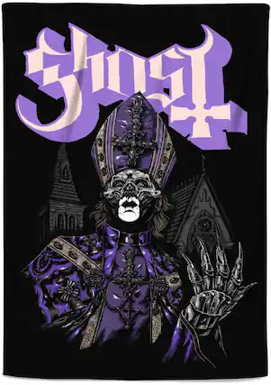 Front. PopMarket - Ghost - Rocksax - Ghost - Sherpa Fleece Blanket - The Tall Man (60 in x 80 in) - Multicolor.