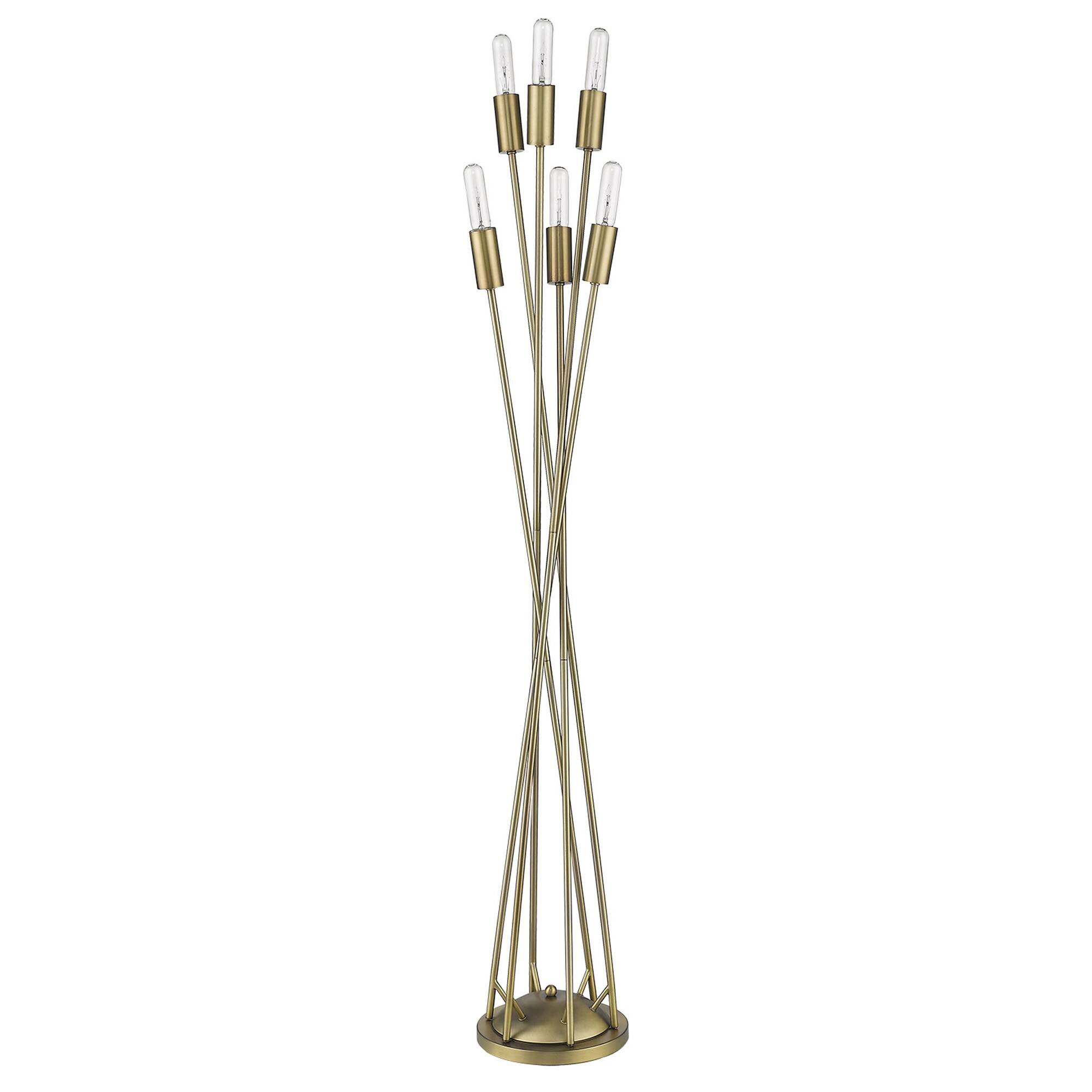 Front. Hivvago - Hivvago 60 Inch Six Light Torchiere Floor Lamp - Brass.