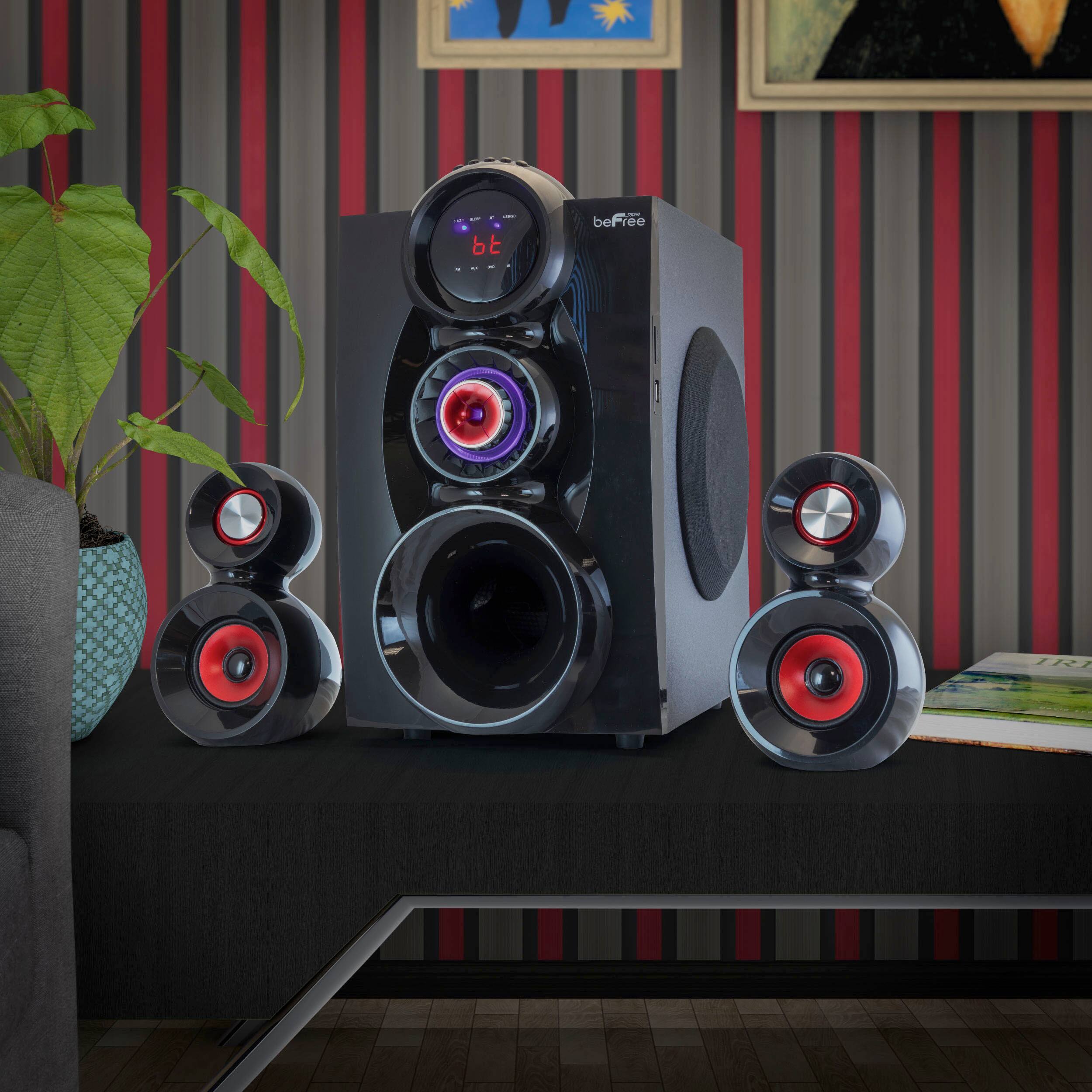Alt View 4. beFree Sound - beFree Sound 5.1 Channel Bluetooth Surround Sound Speaker System- Red - Red.