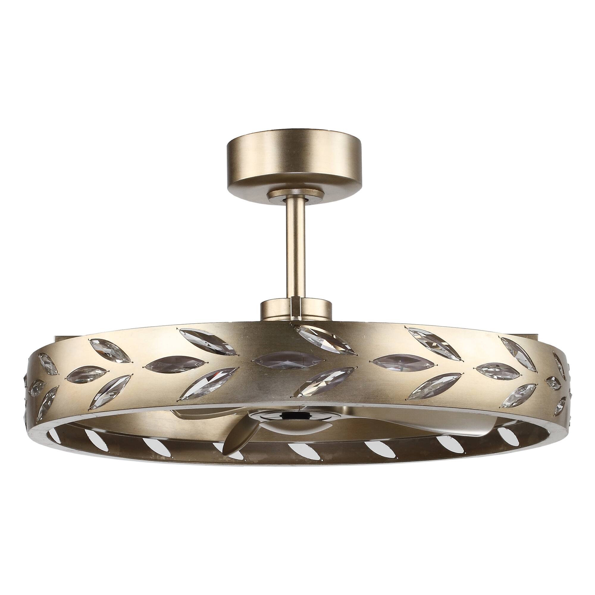 Alt View 6. Perimost - 30" Modern Rusted Silver Crystal 6-speed LED Chandelier Ceiling Fan with Light and Remote, Reversible DC Motor - Rusted Silver.