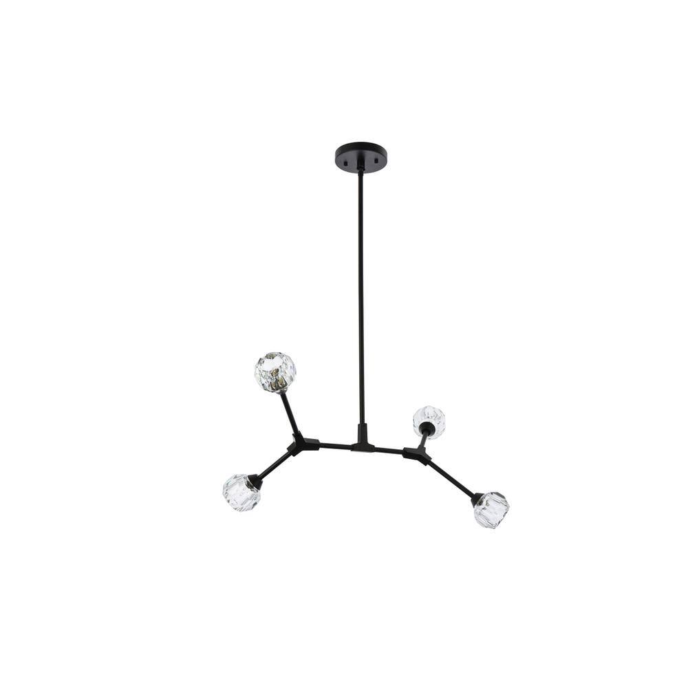 Back. Elegant Lighting - Zayne 4 Light Pendant in Black - Black And Clear.